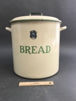 Large Vintage Green Enamel Bread Bin