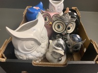 Asstd Parliament of 10 Owls inc. Ceramic and Metal