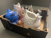 Asstd Parliament of 10 Owls inc. Ceramic and Metal - 2