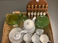 Asstd Box Lot of Ceramics, Glass & Spoons - 2