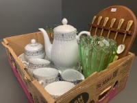 Asstd Box Lot of Ceramics, Glass & Spoons - 4