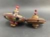 2 Vintage Tin Spinning Tops in GWO - 2