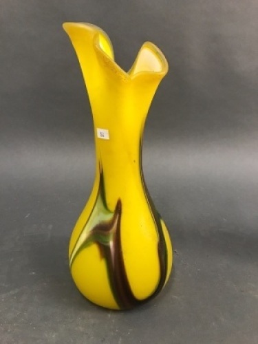 Tall Opaque Yellow Glass Vase