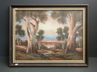 Framed Oil on Board - Gum Trees - Signed H.Burns