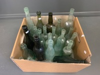 Box Lot of Asstd Old Glass Bottles