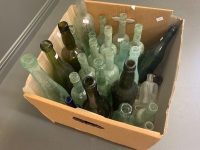 Box Lot of Asstd Old Glass Bottles - 3