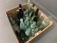 Box Lot of Asstd Old Glass Bottles - 4