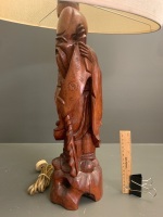 Carved Timber Lamp of Shouxing with Shade - 3