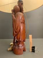 Carved Timber Lamp of Shouxing with Shade - 4