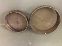 2 Antique Wooden Sieves - As Is