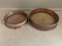 2 Antique Wooden Sieves - As Is - 2