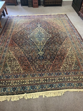 Large Hand Knotted Persian Rug in Red & Blue