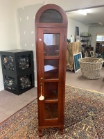 Tall Narrow Dome Topped Display Cabinet with Key