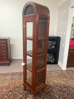 Tall Narrow Dome Topped Display Cabinet with Key - 3