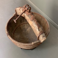 Unpolished Antique Manchurian Timber and Iron Well Bucket on Later Stand - Mid Qing Dynasty - 3