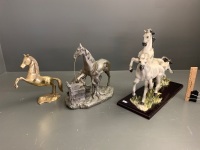 3 x Horse Figures - Resin and Brass - 2