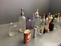 Asstd Box Lot of Glass and Stone Bottles, Syphons and Jars - 2