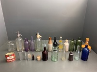 Asstd Box Lot of Glass and Stone Bottles, Syphons and Jars - 4