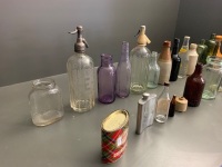 Asstd Box Lot of Glass and Stone Bottles, Syphons and Jars - 6