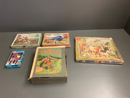 Collection of 5 x Vintage Timber Jigsaw Puzzles for Kids