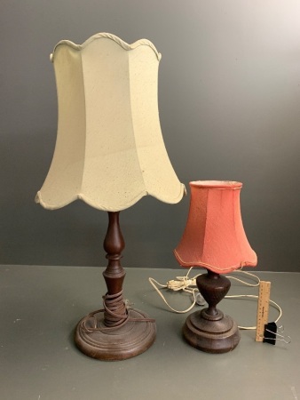 2 Vintage Timber Table Lamps