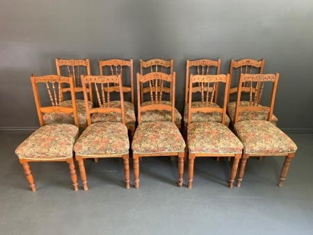 10 x Antique Spindle Back Chairs with Sprung Seats