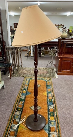 Turned Timber Standard Lamp with Shade