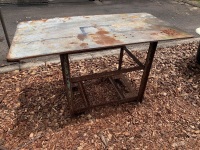 Small Heavy Steel Welding Bench on Small Rollers