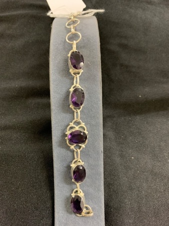 Sterling Silver and Amethyst Bracelet