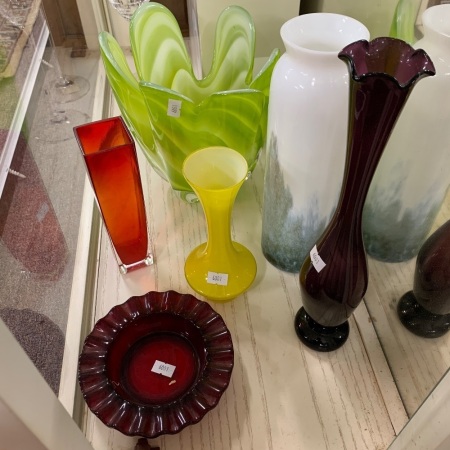 Collection of 6 Pieces of Mid-Century Art Glass