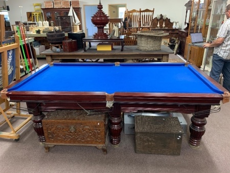 Large Slate Bed Snooker/Pool Table inc. Cues, Lights, 3 Sets Balls etc