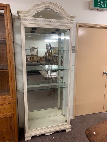 Contemporary White Timber and Glass Display Cabinet