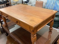 Modern Pine Coffee Table with Single Drawer - 2