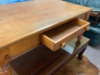 Modern Pine Coffee Table with Single Drawer - 4