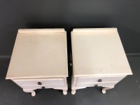 Pair of Vintage Painted 2 Drawer Bedside Cabinets with Q.Anne Legs - 3