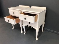 Pair of Vintage Painted 2 Drawer Bedside Cabinets with Q.Anne Legs - 4