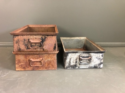 3 Vintage Metal Tool Drawers