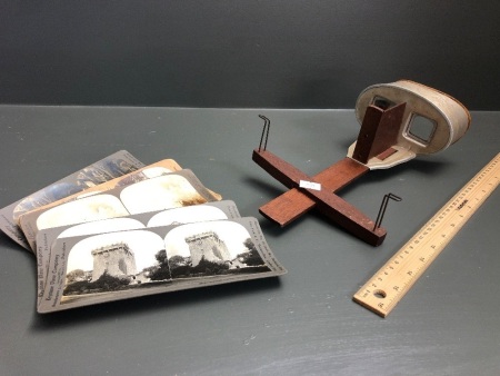 Antique Stereoscope Viewer inc. 4 Victorian Cards