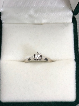 Small Size 9CT White Gold and Diamond Solitaire Ring