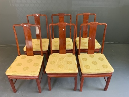 Set of 6 Chinese Rosewood Dining Chairs With Cusions