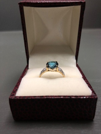 2.00CT London Blue Topaz and Diamond 10KT Gold Ring