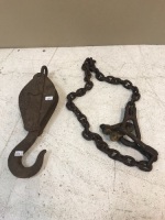 Vintage Pulley Hook & Chain