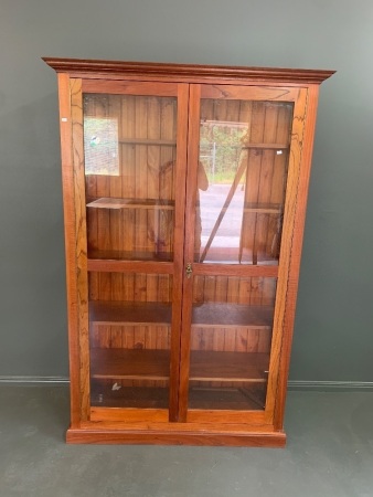 Large Bespoke 2 Door Red Cedar Glazed Display Cabinet with 4 Adjustable Shelves