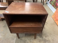 Mid Century Single Drawer Teak Bedside Cupboard - As Is