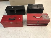4 Assorted Metal Tool Boxes
