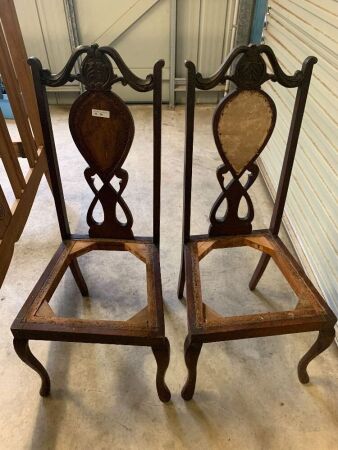 Pair of Antique Red Cedar Chair Frames with Shield Backs