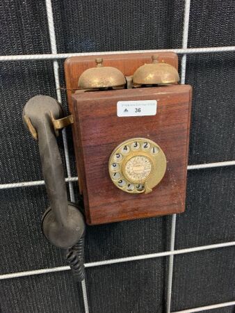 Vintage Red Cedar Boxed Wall Mounted Telephone