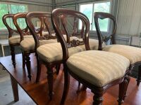 8 Red Cedar Balloon Back Upholstered Dining Chairs - Some Need Attention - 2