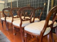 8 Red Cedar Balloon Back Upholstered Dining Chairs - Some Need Attention - 3