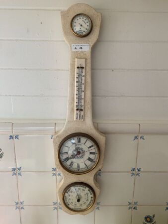 1970's Clock, Barometer,Thermometer - As Is